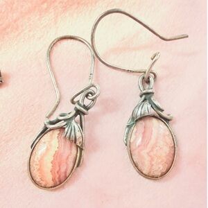 Sterling Silver Pink Rhodochrosite Drop Earrings